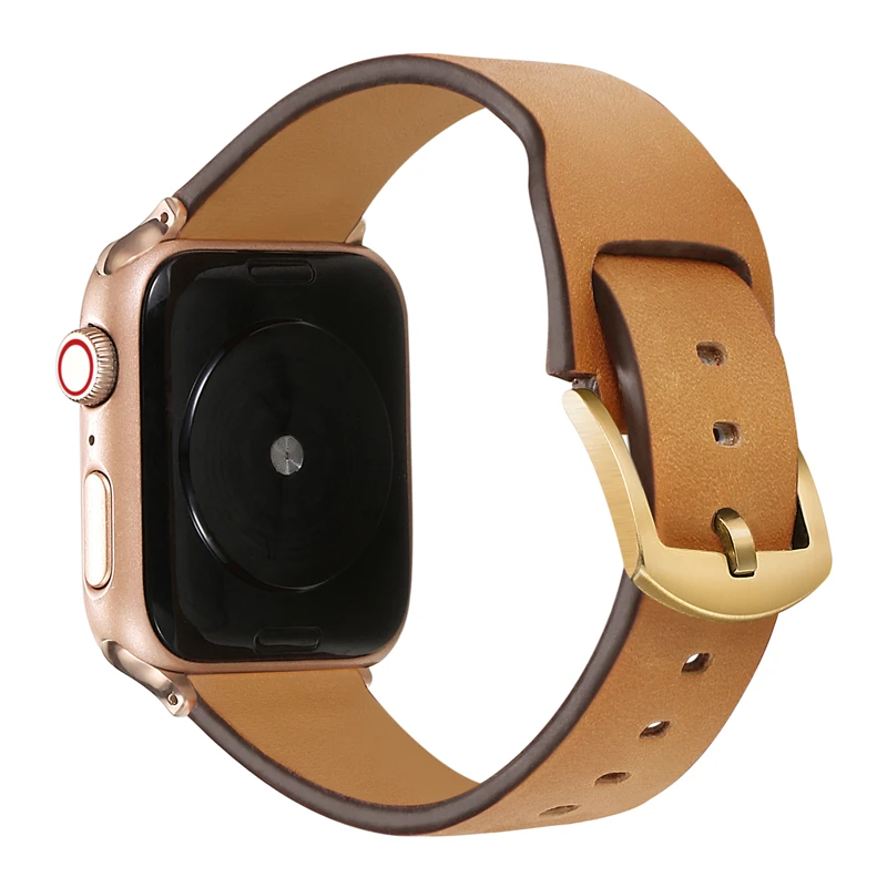 brown Ремешок для наручных часов Apple watch, ремешок 42 мм, 38 мм, версия чехол из натуральной кожи для correa наручных часов iwatch, 44 мм 40 мм 4/3/2/1 браслет аксессуары - Цвет ремешка: brown
