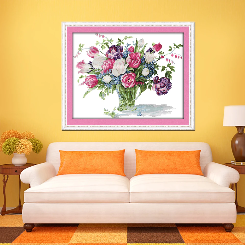 Ваза тюльпан Joy Sunday в цветочном стиле для рукоделия вышивка крестиком фотовазы