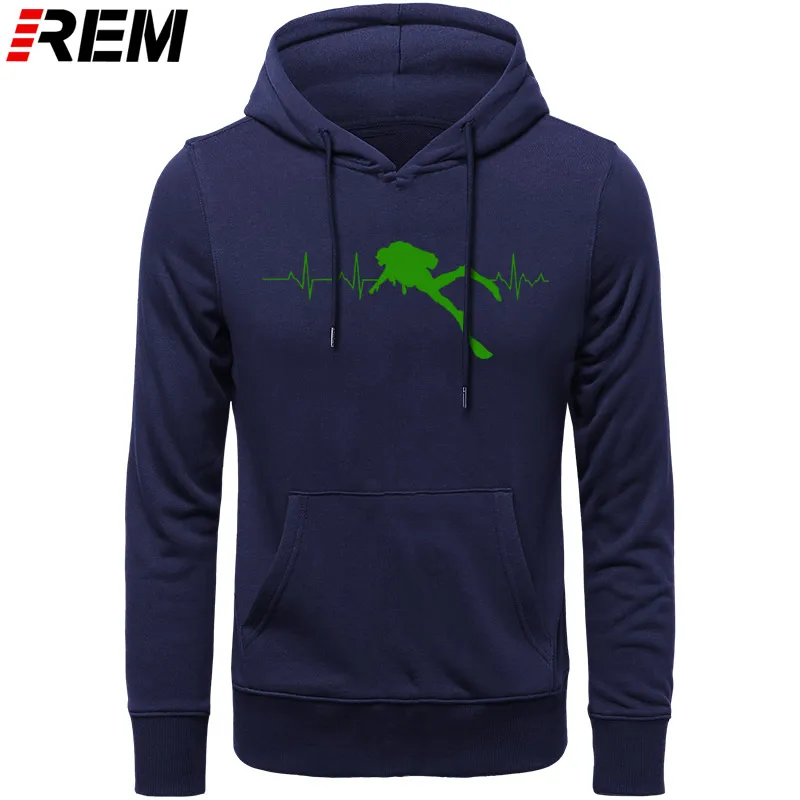 NAVY GREEN REM подводное погружение сердце Beat лучший подарок для дайвера с длинными рукавами мягкие мужские толстовки из чистого хлопка, толстовки - Цвет: NAVY GREEN