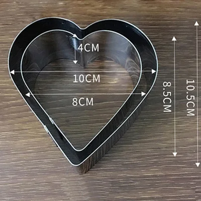 Heart 2 шт./компл. Нержавеющая сталь печенья набор из быстрорежущей инструментальной стали круглого мусс кольца для декорирования торта салат кольцо Кондитерские инструменты аксессуары - Цвет: Heart