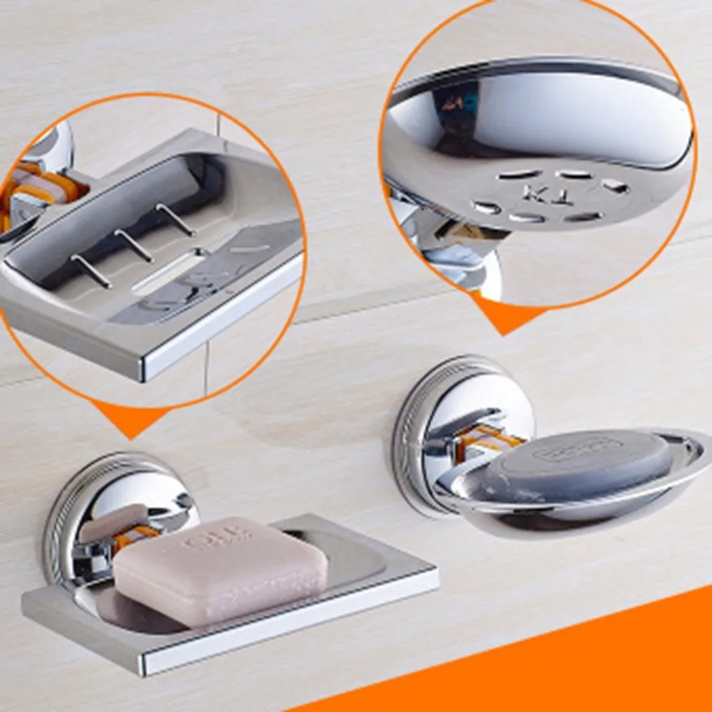 Bathroom Stainless Steel Soap Holder Vacuum Suction Cup Box Dish Storage Saver Shower Tray Accessories | Обустройство дома