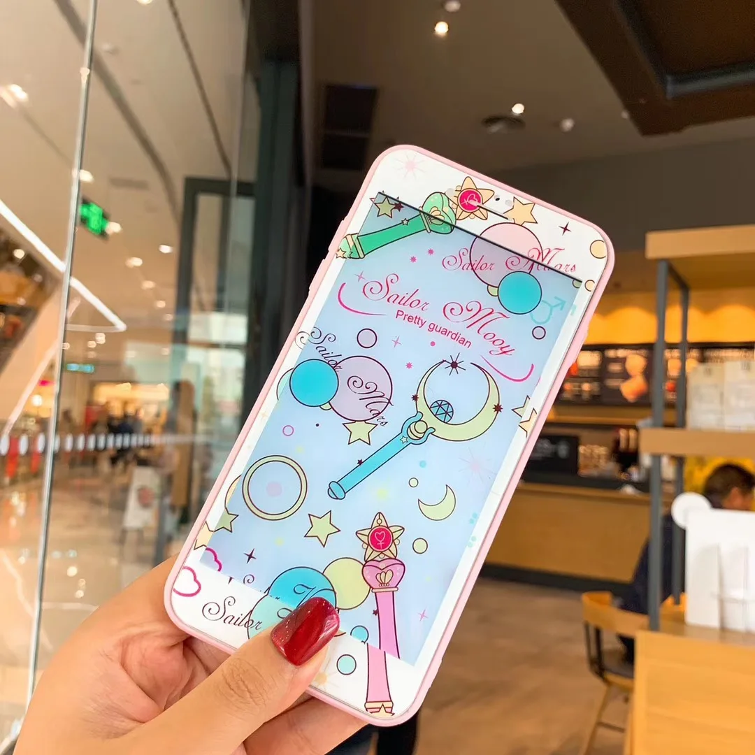 Закаленное стекло с мультяшным рисунком и полным покрытием для iPhone 6 7 8 6S Plus