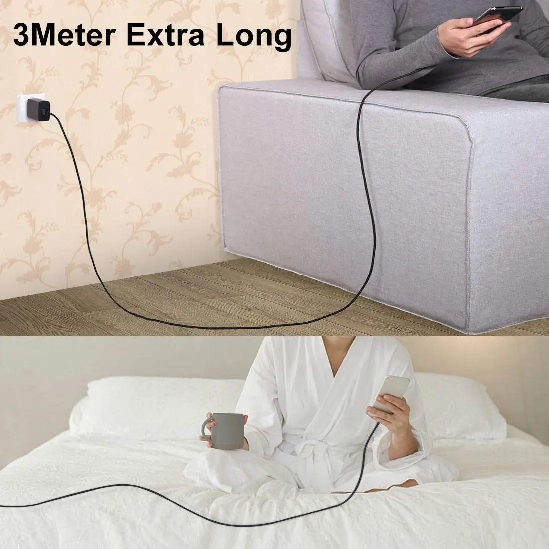 Нейлоновый плетеный кабель для быстрой зарядки Micro USB Xiaomi Redmi Y1 Y2 Y3 S2/Redmi Go/Mi A2 Lite/Redmi