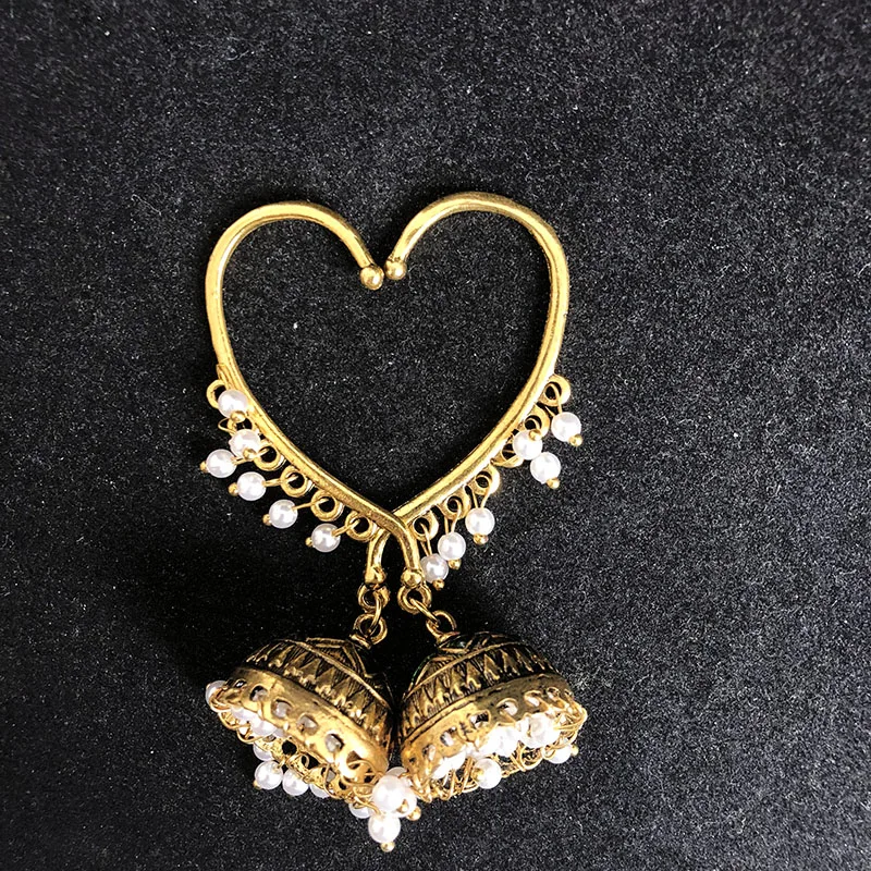 Круглые богемные индийские ювелирные изделия Jhumkas, винтажные этнические пакистанские ювелирные изделия yunique, женские серьги с ручной резкой Bang ladeshi