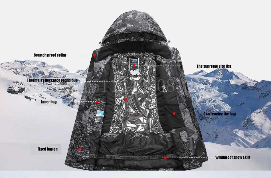 Большой опыт. Брендовая мужская зимняя Лыжная куртка s-xxl Размер ветрозащитные куртки для мужчин зимняя куртка с каймой камуфляж
