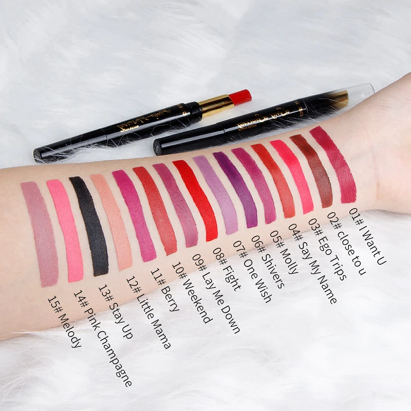 Помада для макияжа губ 15 цветов Сексуальная Красная губная помада матовый