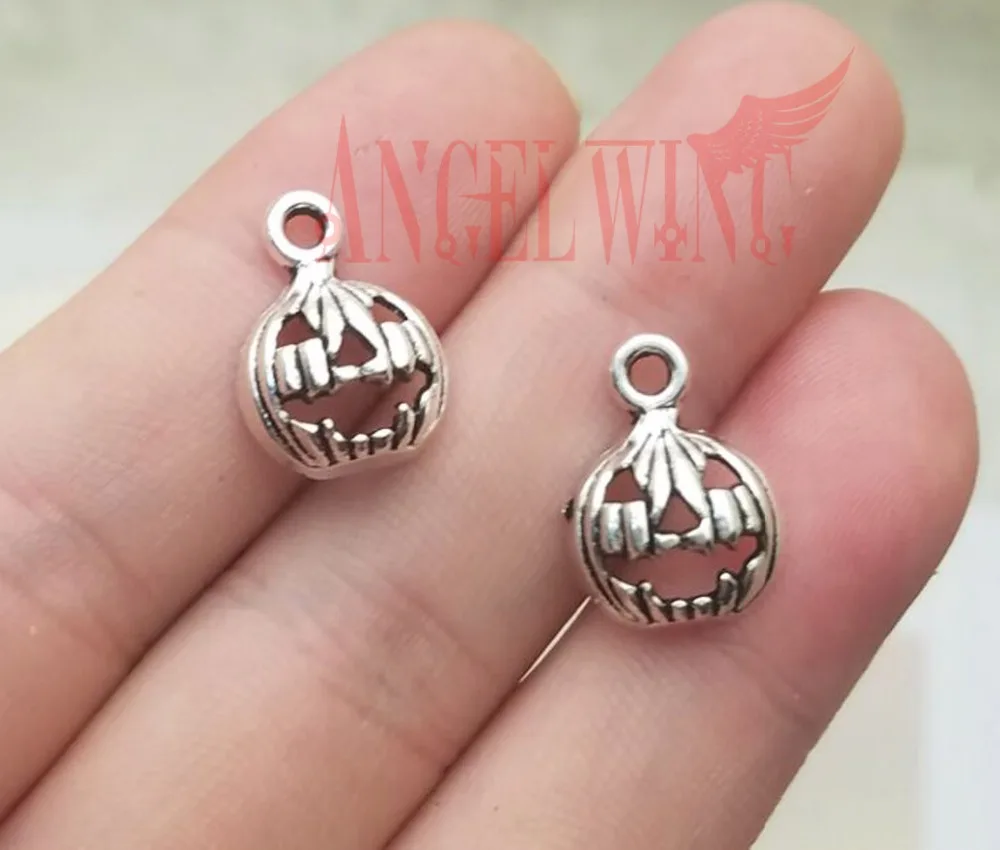 

30pcs/lot--16x12mm Antique Silver Plated Halloween Pendants Pumpkin Face Charms For DIY Earring Supplies Jewelry Accessories