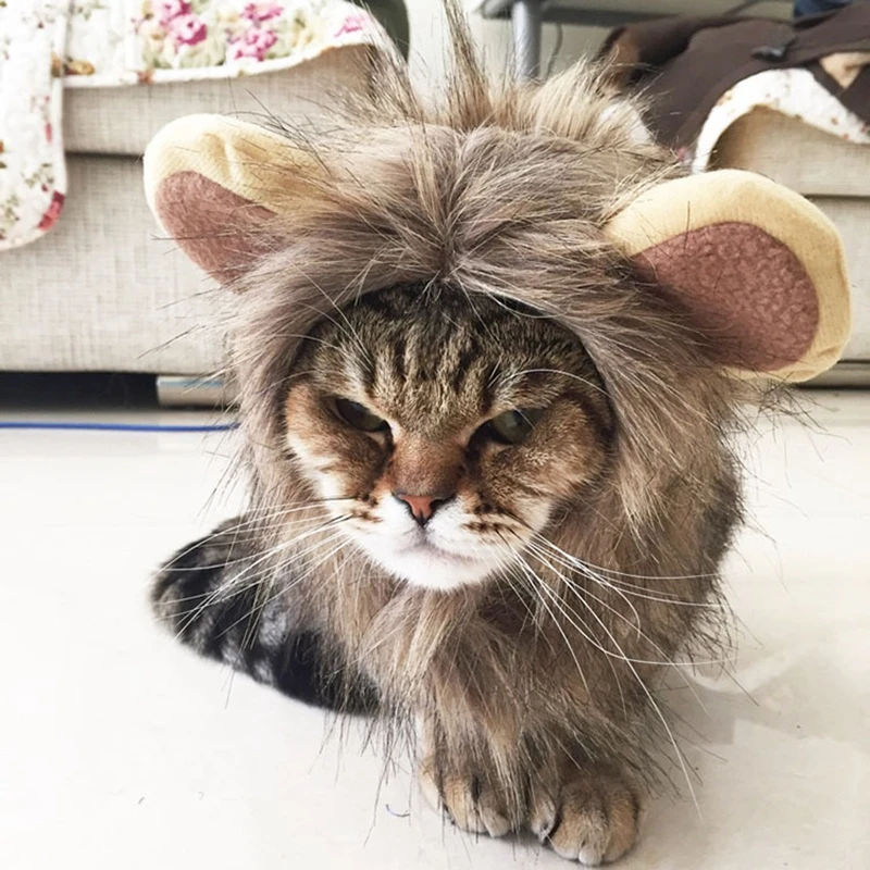 

Hot Selling Pet Cat's Head Cover Lion Mane Wig Pet Costume Dog Cat Cosplay Lion Plush Pet Hat Pet Shapeshift Dress Up