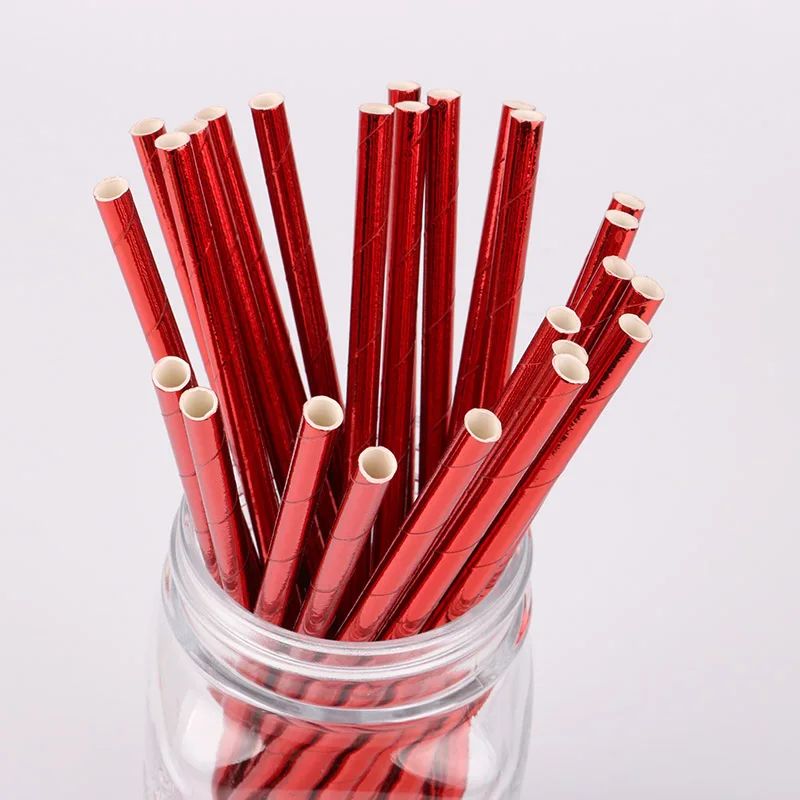 25 шт. розовое золото чистая фольга дизайн бумага для вечеринок питья соломинки