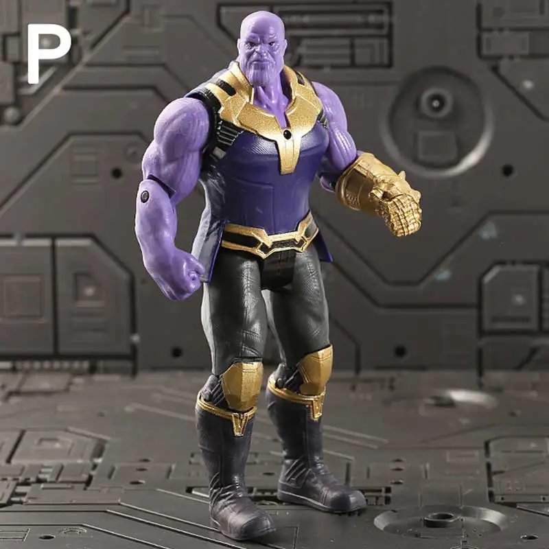 P Thanos Супер герой фигурка 18 см Мститель Тор Капитан Америка Железный человек Халк Росомаха человек паук ПВХ фигурка игрушка - Цвет: P Thanos