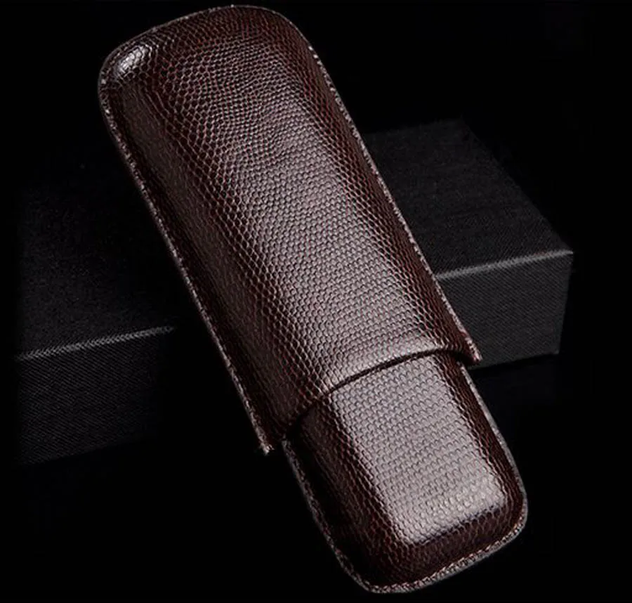 COHIBA гаджеты змеиная кожа деревянный портсигар держатель Чехол Humidor 2 трубки
