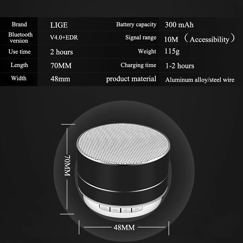 Новинка 2019 мини Bluetooth динамик LIGE с супер басами 3D стерео беспроводная Портативная