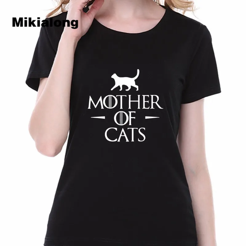 Женская футболка с принтом кошки черная или белая матери лето 2019|cat t shirt|camisetas mujertee