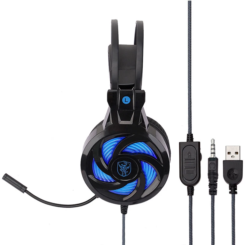 3.5mm Wired High Quality Headphone with Microphone LED Light Stereo Game Headset Voice Control Headphones for Computer PS4 PC |