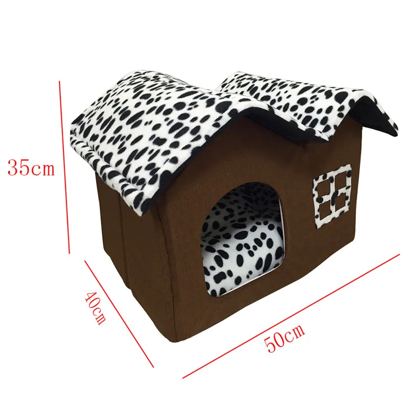 Модная кровать для собаки в горошек Конура коричневая принцесса зимний теплый