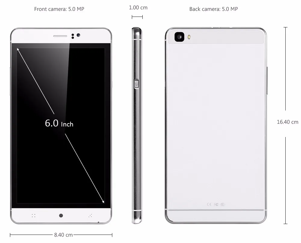 6 Дюйм(ов) Разблокирована 3 Г MTK6580 Quad Core Смартфон Android 4.4 RAM 512 МБ ROM 4 ГБ WCDMA Мобильного