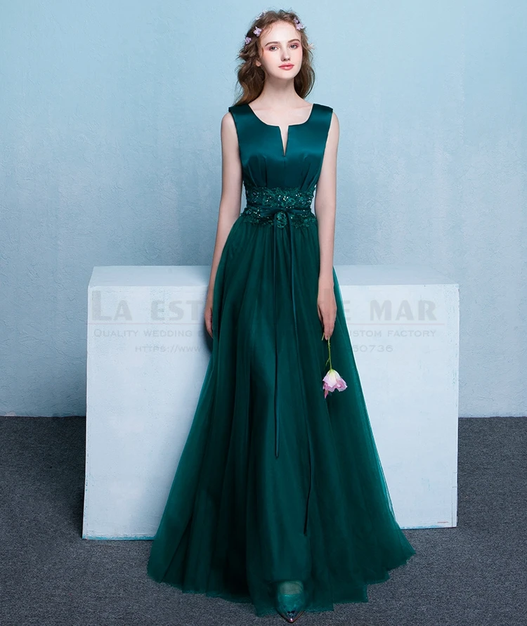 Vestido длинное платье для матери невесты Новое Тюлевое атласное сексуальное с v-образным вырезом ТРАПЕЦИЕВИДНОЕ темно-зеленое свадебное платье для гостей на заказ sukienki na wesele дешево