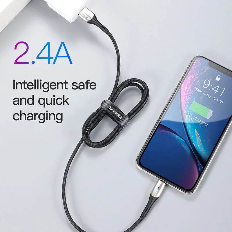Зарядный usb кабель Baseus Zn из сплава для iPhone xs max 1 м 2 4 А 8 7 6 plus|Кабели мобильных