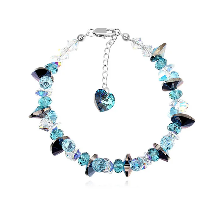 Модные Кристаллы от Swarovski браслет и браслет красочные драгоценные камни Браслеты Mujer Шарм браслет для женщин Свадебные украшения - Окраска металла: 6