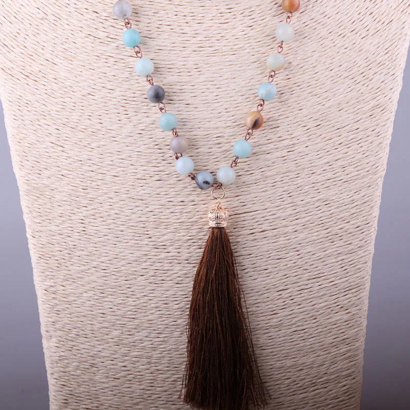 Бесплатная доставка сине зеленый камни амазонита цепочка из розака длинное