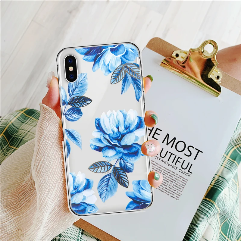 Симпатичный цветочный чехол для телефона iPhone XR чехлы прозрачный iphone 11 pro MAX мягкий