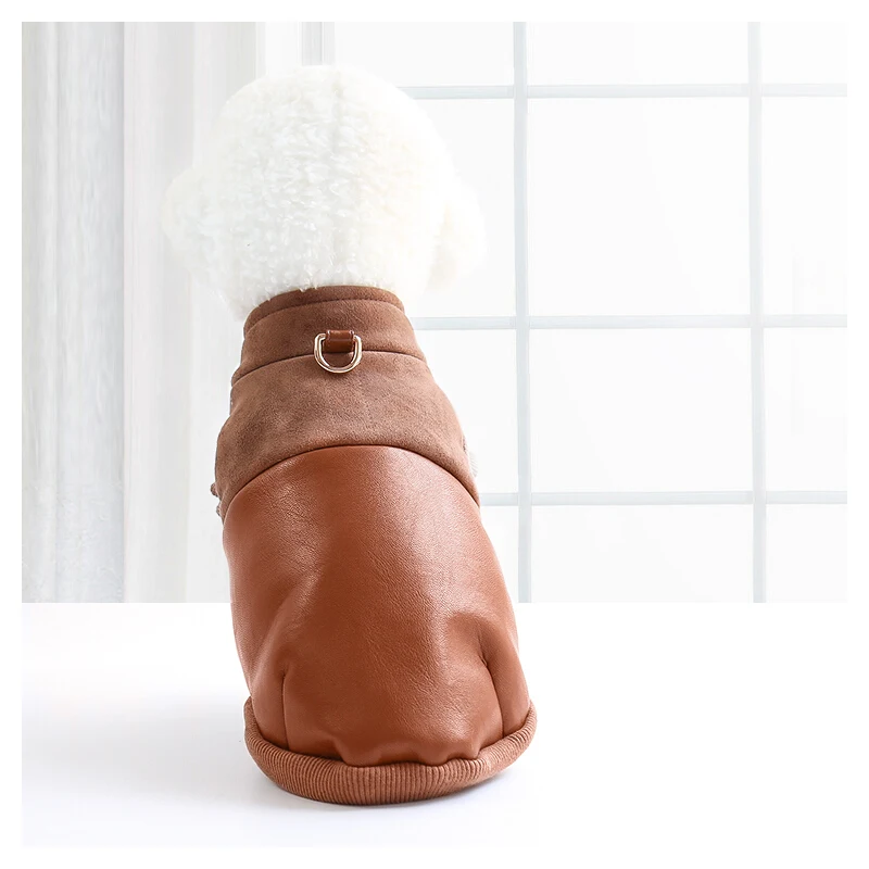 Простая меховая сумка из ПУ и кожи теплый жилет одежда для собак питомец