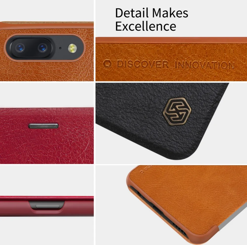 Винтажный чехол книжка из искусственной кожи для OnePlus 5T Nillkin Qin пластиковый