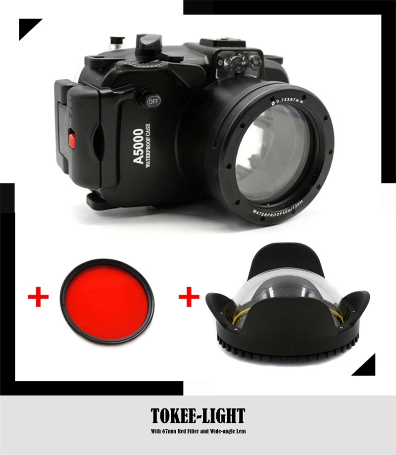Подводный Корпус Дайвинг Водонепроницаемый чехол для sony A6000 A6300 A5000 A5100 16-50 мм объектив Камера - Цвет: Fit for Sony A5000