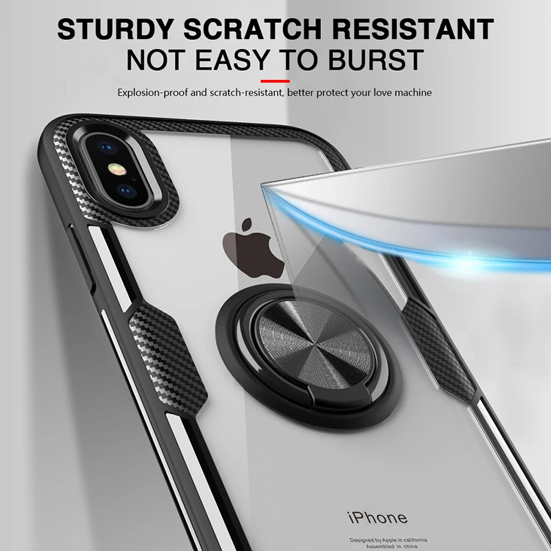 Гибридный чехол для iPhone 6 6s 7 8 Plus + 360 металлический магнитный держатель-кольцо