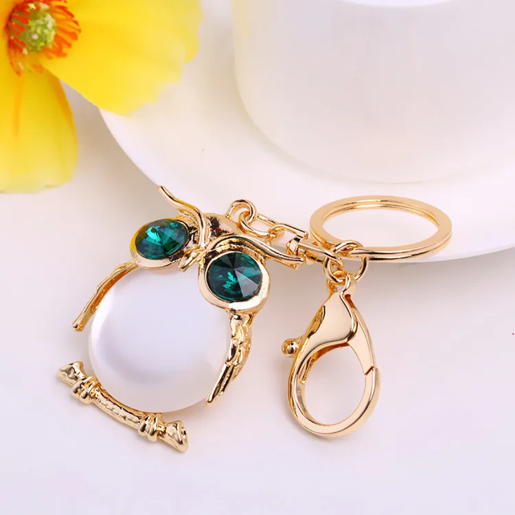 4x5.5CM cat eyes Owl key chains rhinestone chain handmade high quality Purse Handbag Car Key Keyring Keychain | Украшения и