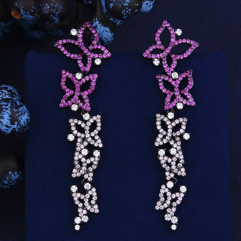 GODKI Trendy Luxury Butterfly Multi-CZ Crystal Zircon Women Dangle Earrings for Wedding Long pendientes mujer moda 2018 | Украшения и