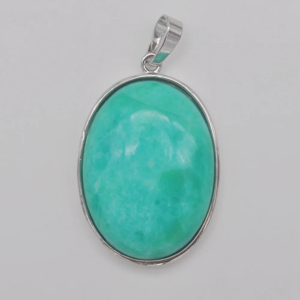 Amazonite Натуральный Родонит/эпидот унакита/зеленый авантюрин/тигровый глаз/камень говлита/кристалл розы/опал Овальный драгоценный камень кулон ювелирные изделия S932-S948 - Окраска металла: Amazonite