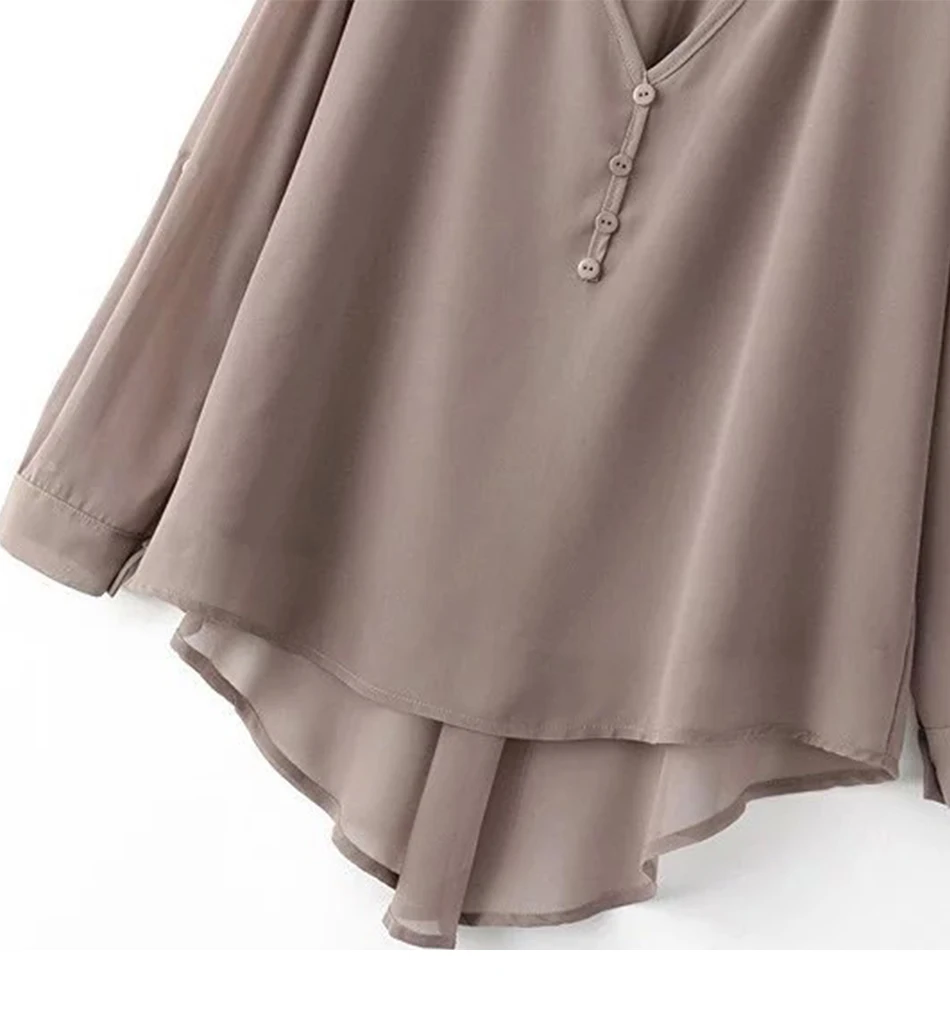 4xl 5xl, большие размеры, Свободные повседневные шифоновые футболки, v-образный вырез, длинный рукав, асимметричный подол, женские рубашки, осенние женские топы, футболки