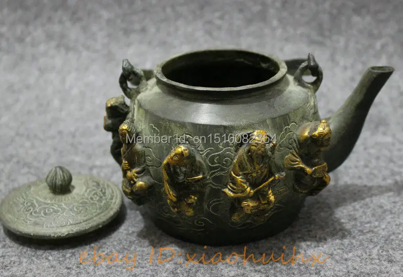 Старинная китайская бронза медная позолота собирает 8 бессмертный Бог