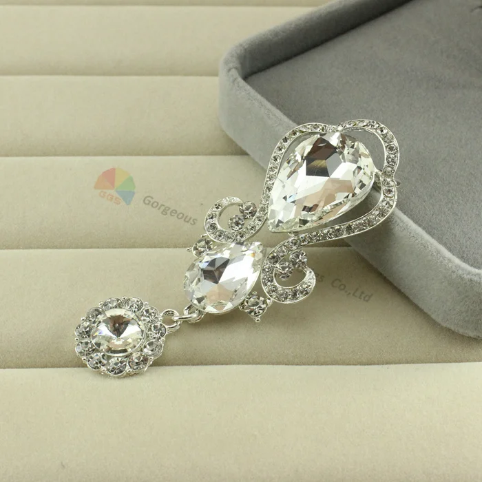 Роскошные Броши Стразы с кристаллом в виде капли воды сапфировым Изумрудом и