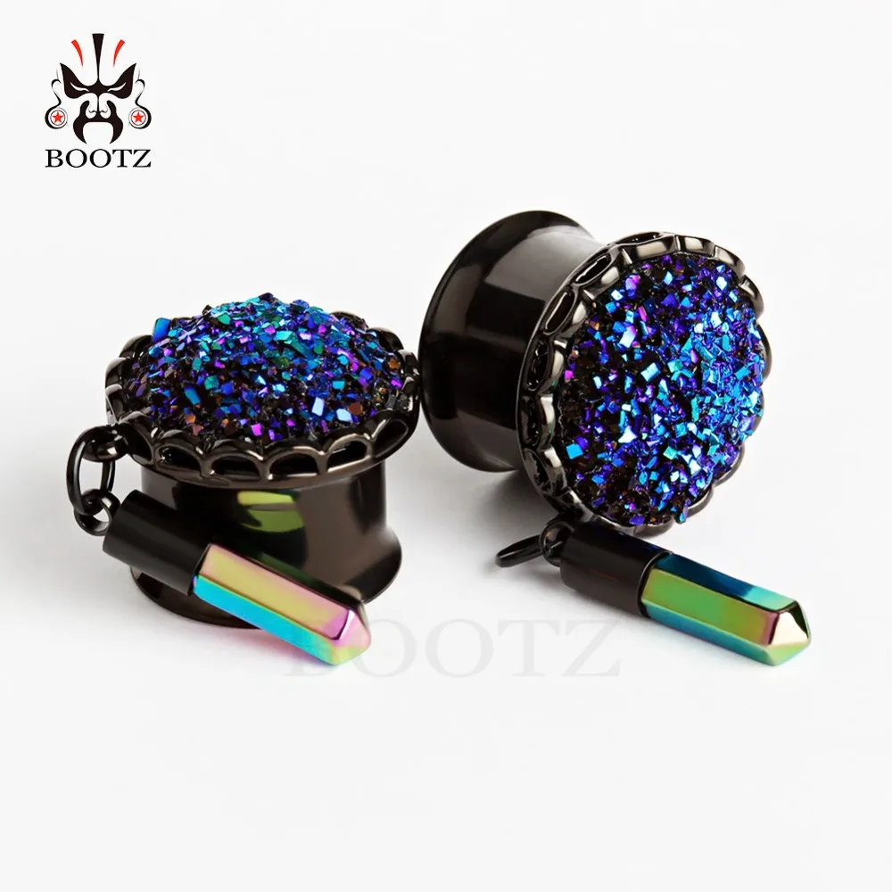 KUBOOZ, 2 шт., серьги для пирсинга, туннель, пробки из нержавеющей стали, висячие серьги, носилки, измерительные приборы, модные украшения для тела для женщин от 6 мм до 16 мм