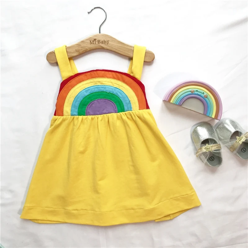 2019 New rainbow Baby Girl Dress 9M-5 Years Girls Birthday Dresses cotton party princess dress with Jewelry | Детская одежда и