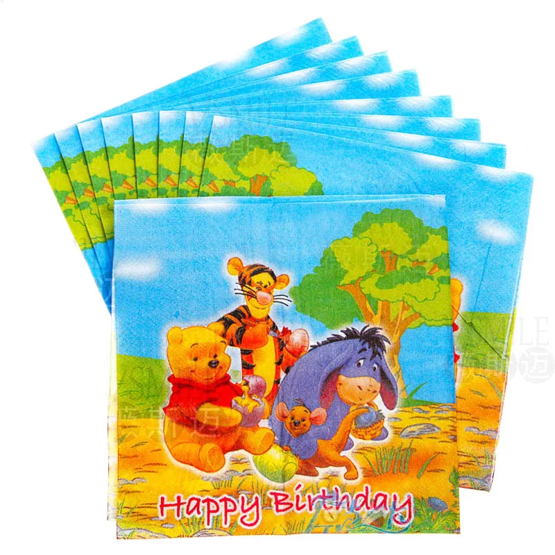 110 шт милый медведь тигр салфетки для стаканчиков с днем рождения детская посуда
