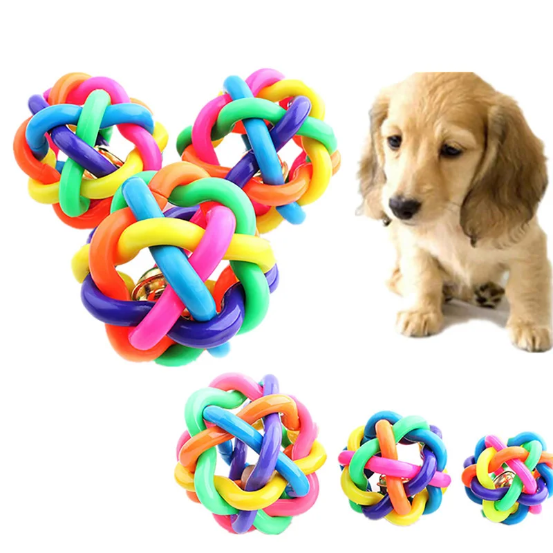 Новая вокальная игрушка для домашних животных красочный Мячик с колокольчиком