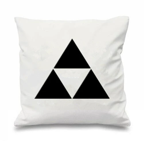 Novelty Zelda Triforce Gamer Gaming Cushion Cover Funny Throw Pillow Case Velvet Black White Triangles Game Sofa Decor Gifts 18&quot | Дом и