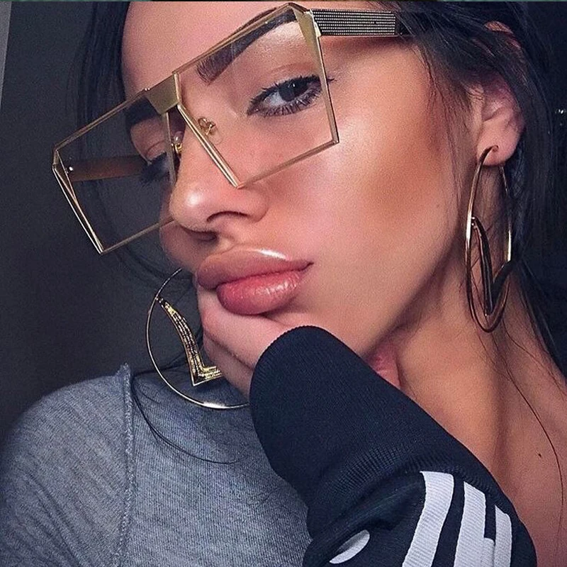 Модные Цвет женские солнцезащитные очки Уникальных Негабаритных щит UV400