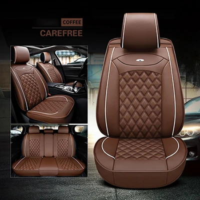 Передний+ задний) Универсальный кожаный чехол автокресла для chevrolet aveo t250 t300 Cruze Captiva защитный чехол для сиденья машины Чехлы для укладки волос - Название цвета: Coffee Standard