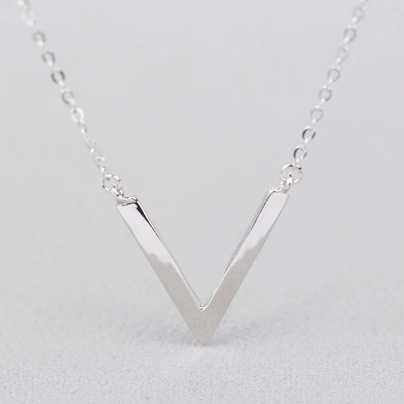 100% Стерлинговое Серебро 925 пробы геометрическое треугольное ожерелье в
