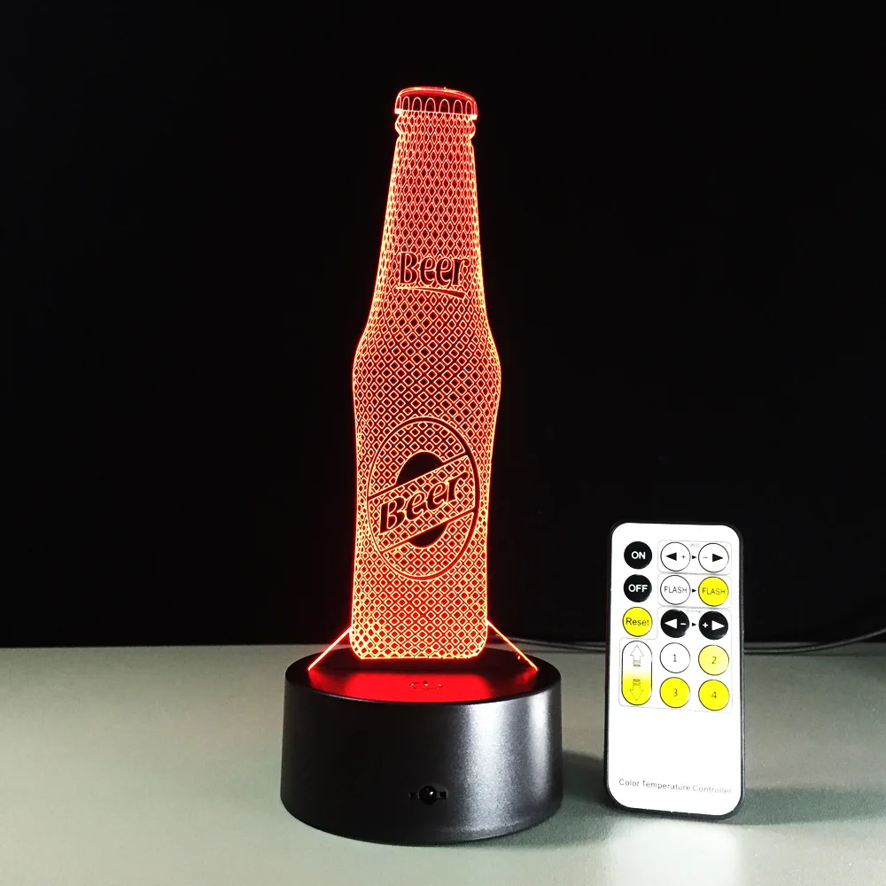 Акриловый светодиодный ночник в виде бутылки пива настольный светильник с