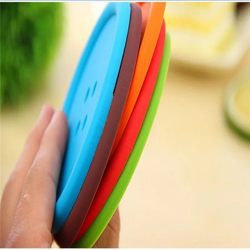 1 шт. циновка чашки силикона милые красочные пуговица в форме Coaster держатель