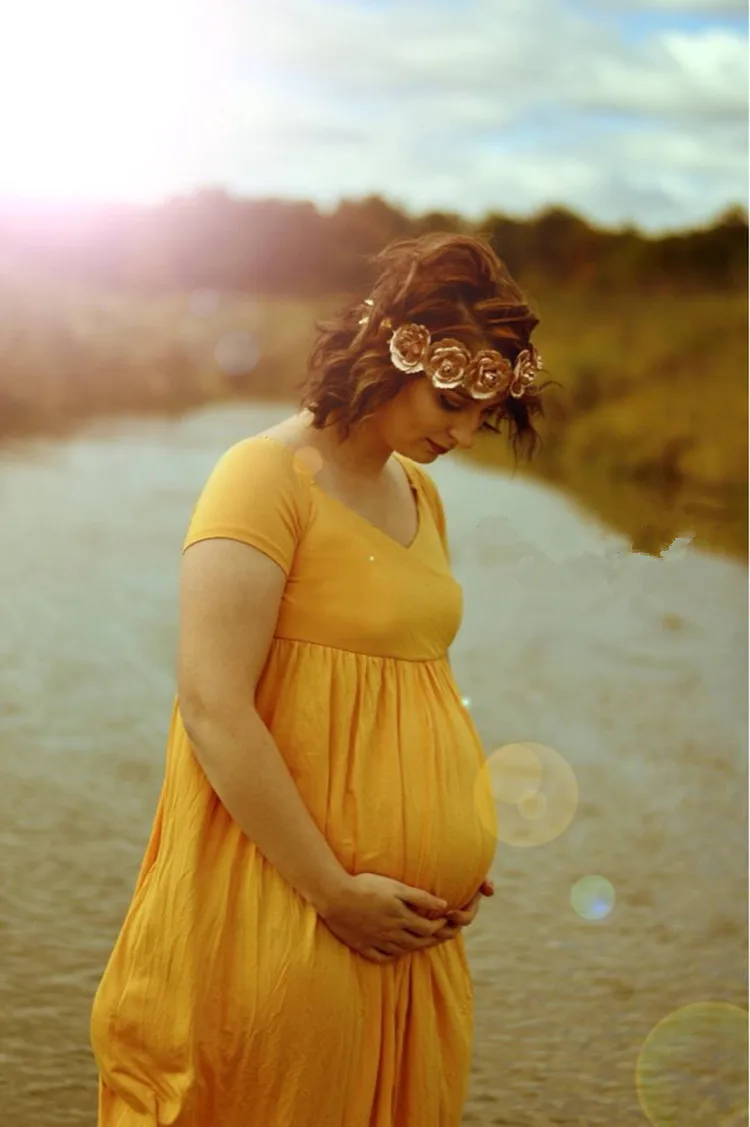 Maternity Photography Dress Plus Size Pregant Gown Hot Shoulderless Short Sleeve Stretch Vestidos Chiffon Maxi XL83 | Мать и ребенок