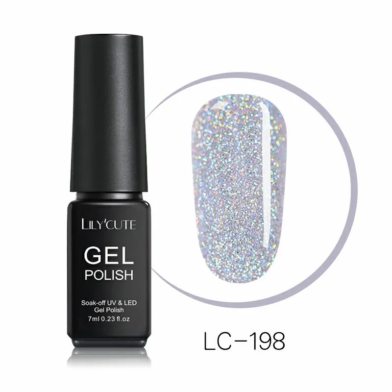 LC-198 LILYCUTE, 7 мл, блестящий УФ-Гель-лак, розовый, цветной, блестящий, долговечный, из натуральной смолы, замачивается, Гель-лак для ногтей, дизайн - Цвет: LC-198