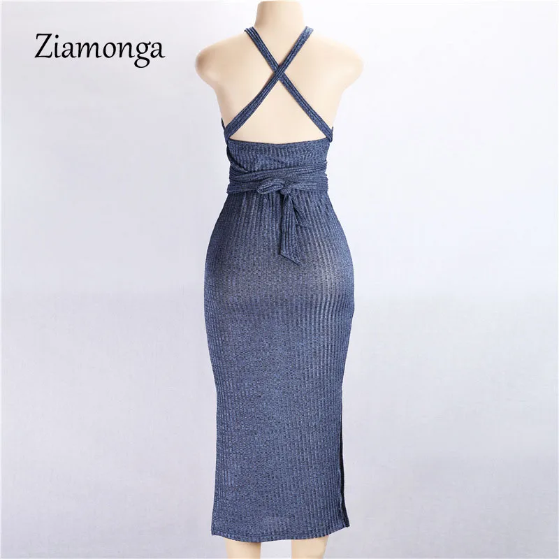 Женское трикотажное платье свитер Ziamonga длинное облегающее с эластичным поясом