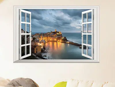 Чехол с окошком для экрана стикер на стены пейзажем Приморский наклейка замком