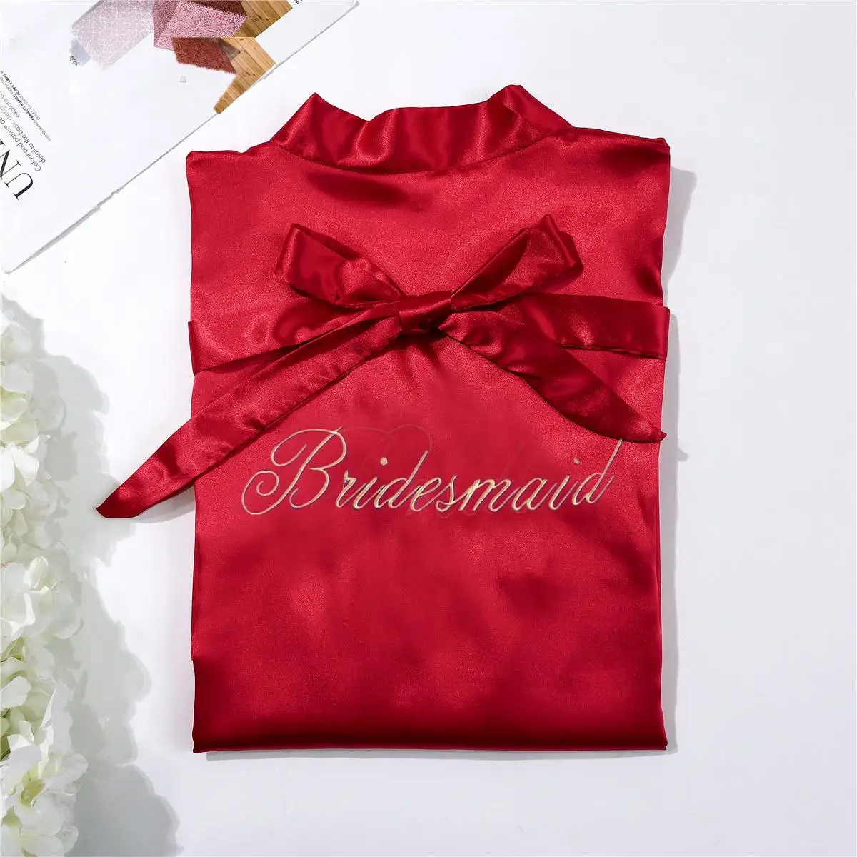 Bridesmaid-Dark Red Свадебное короткое банное платье невесты, новое женское летнее кимоно, ночная рубашка юката, женские пижамы, ночная рубашка, M-XL - Цвет: Bridesmaid-Dark Red